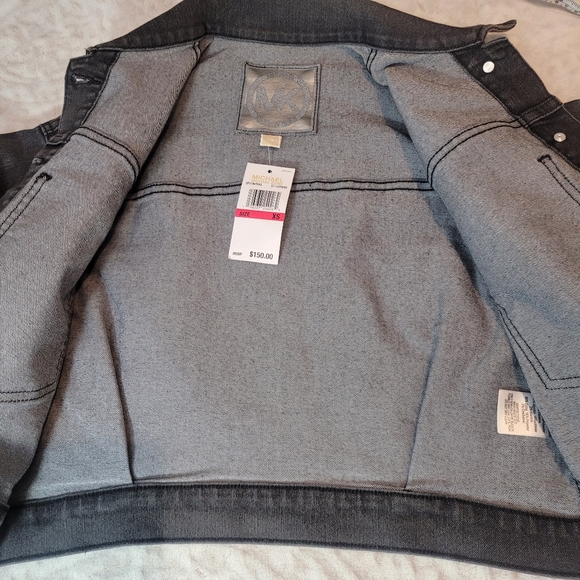 Michael kors women's Cropped Demin Jacket Size XS Steel Grey Washed NWT - Picture 4 of 15